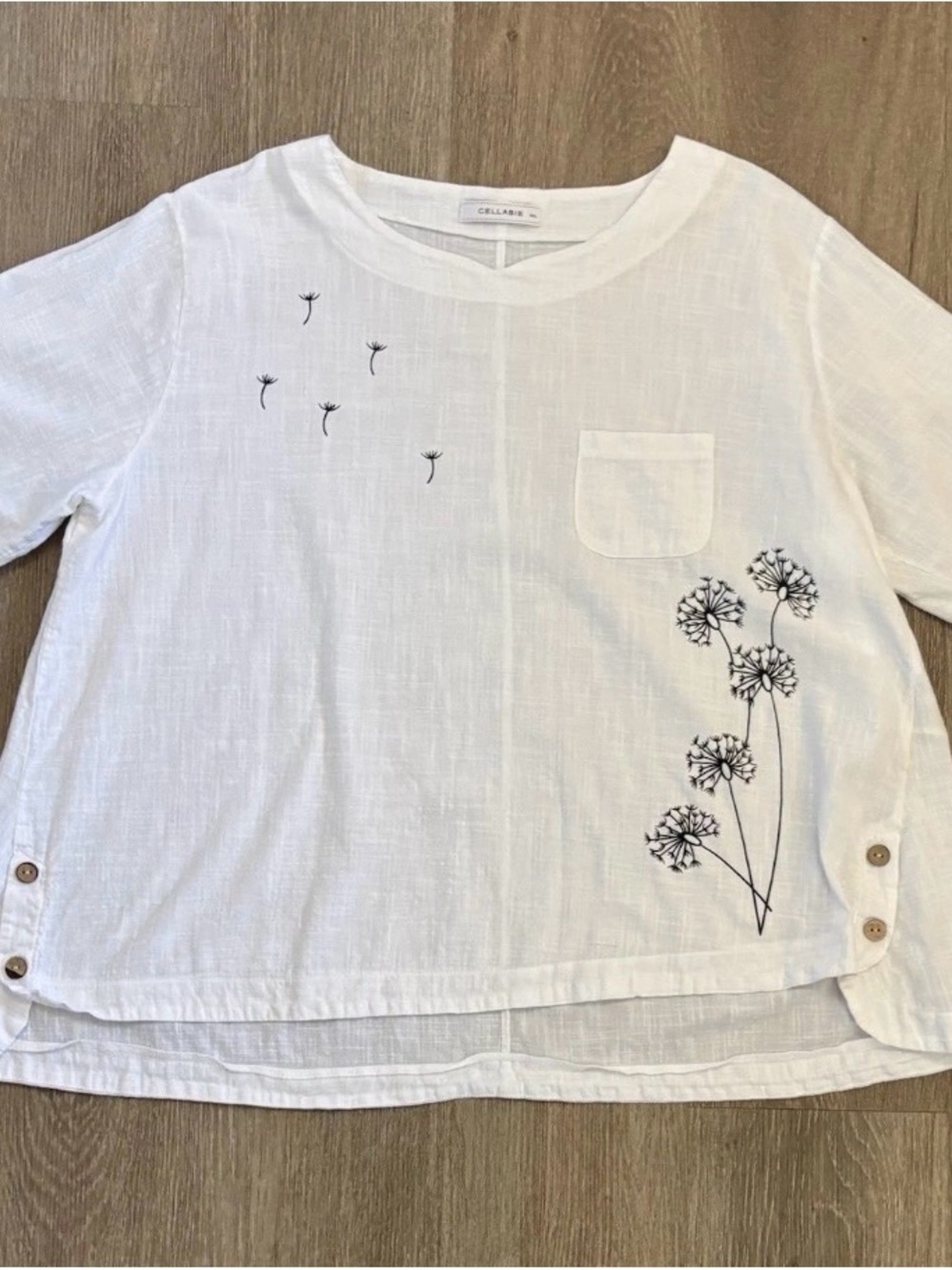 White Embroidered Floral Short-Sleeve Blouse